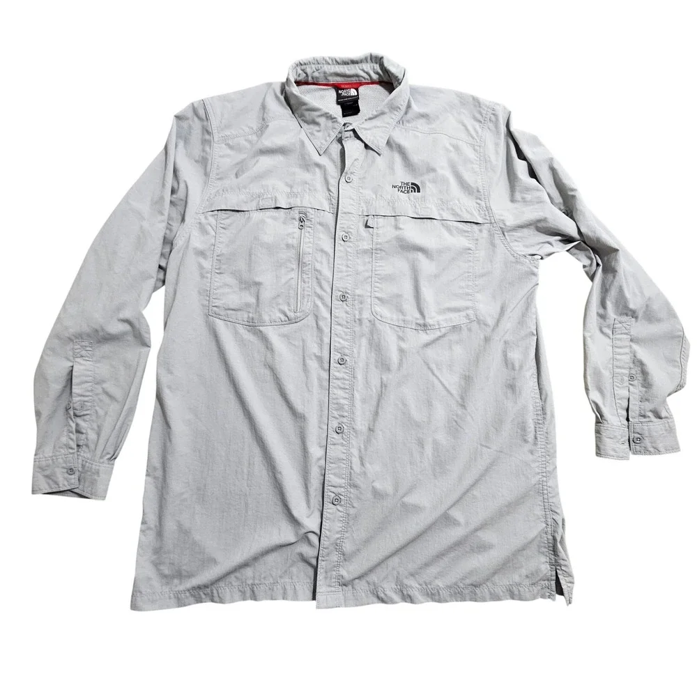 The North Face Shirt Mens XL Gray Vented Long Sleeve Hiking Button Up Utility